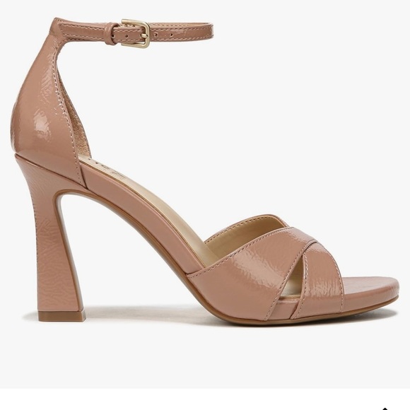 Naturalizer Tan Heeled Sandals with Sculptural Heel - Picture 2 of 5